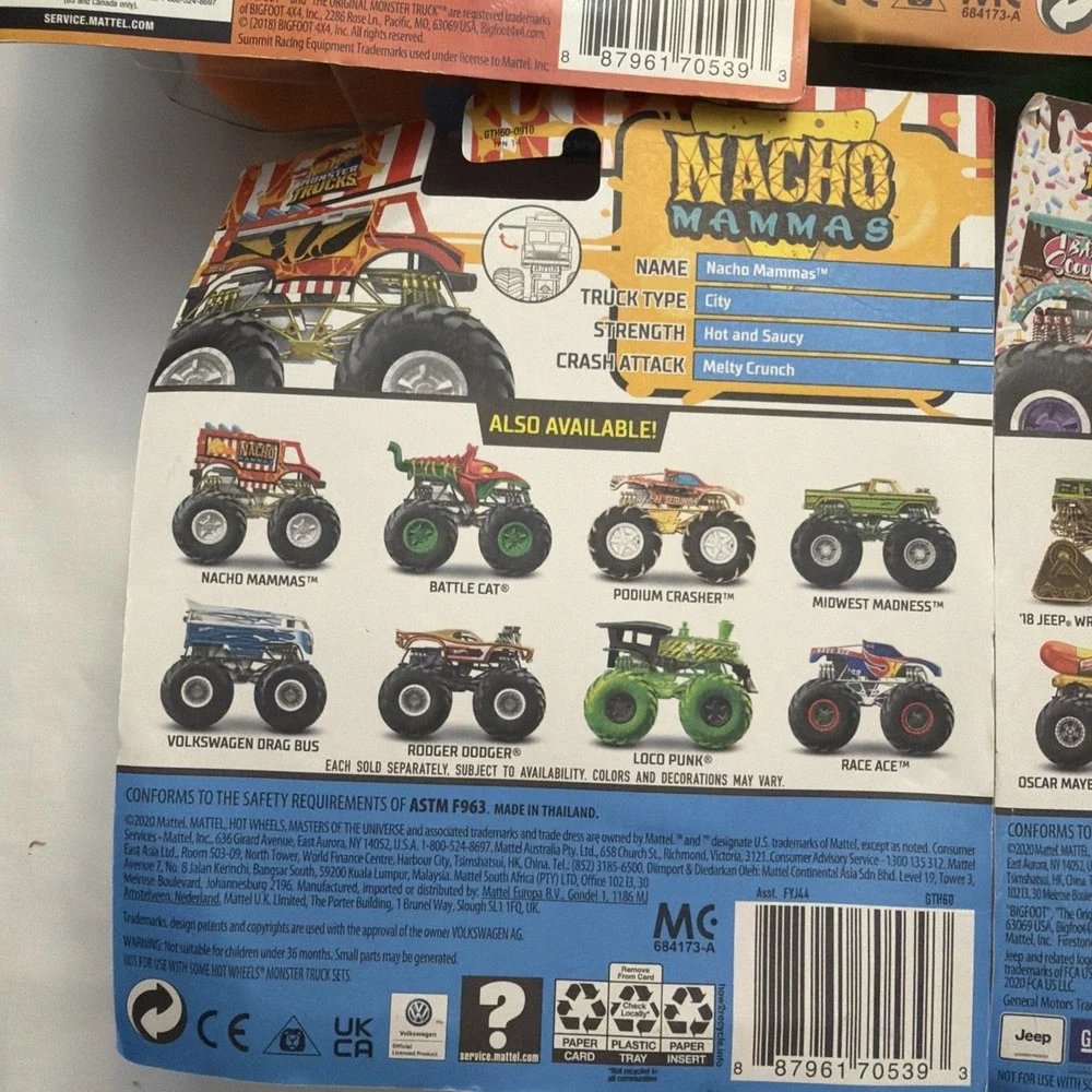 Hot Wheels Monster Trucks Lot of 5 –‎ Sriracha Nacho Camaro Cherry Scoop New!